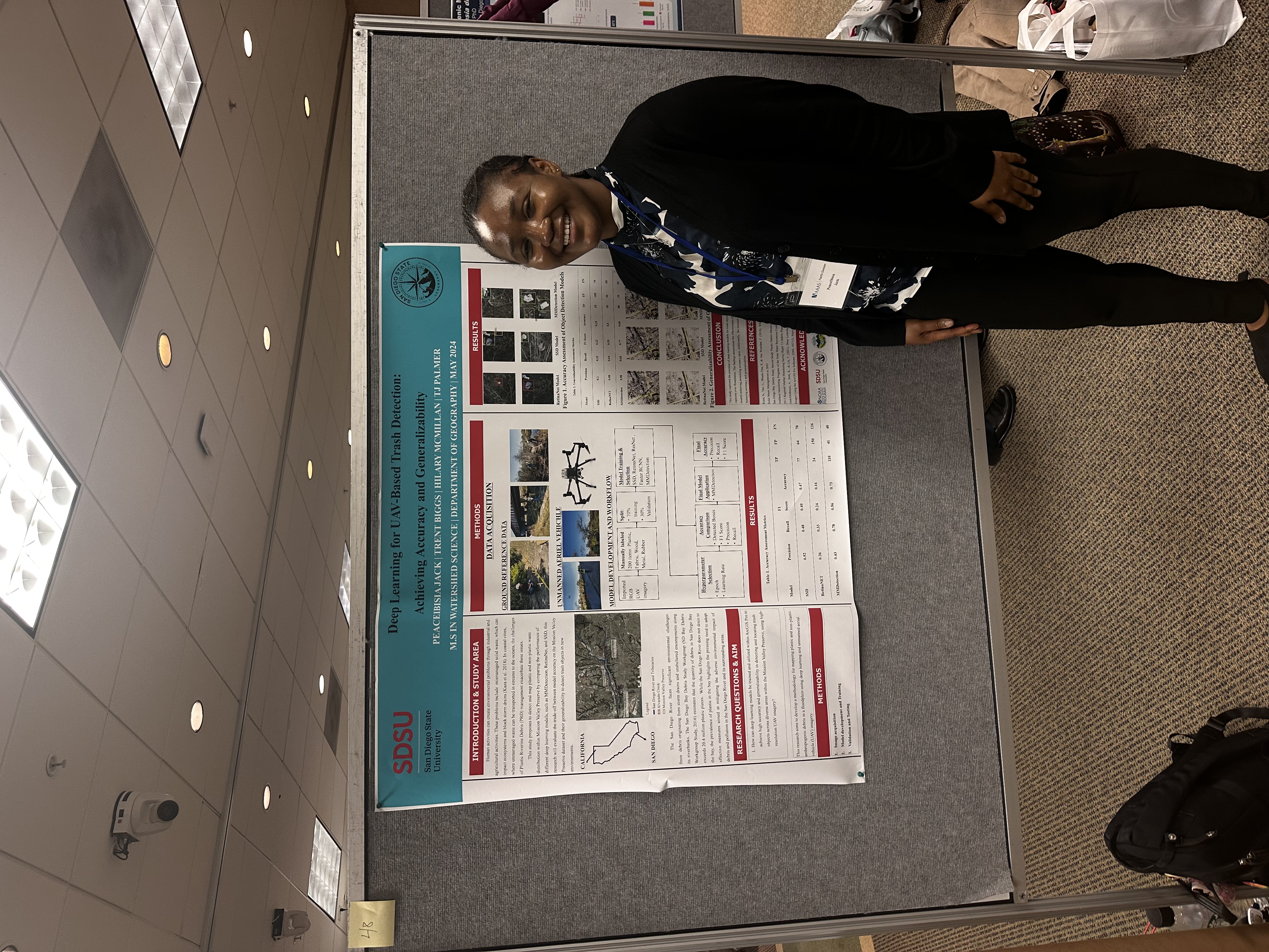 Showcasing AI-driven solutions for automated waste detection at the University of San Diego.